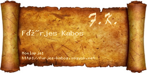 Fürjes Kabos névjegykártya